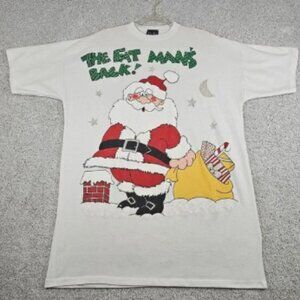 VTG 90s Kick's Single-Stitch Christmas T-Shirt‎ Santa Parody Graphic 2XL USA